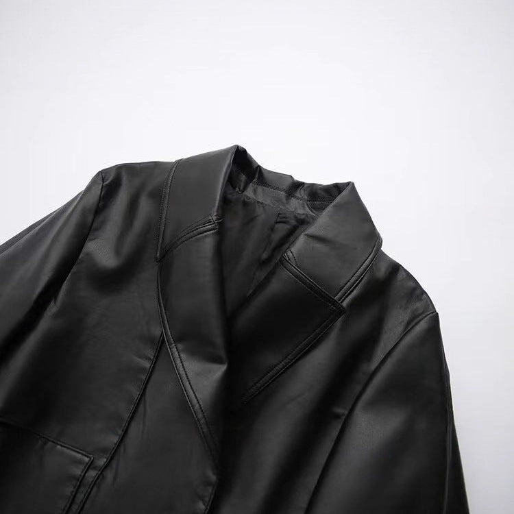 Women's Loose Faux Leather Short Coat