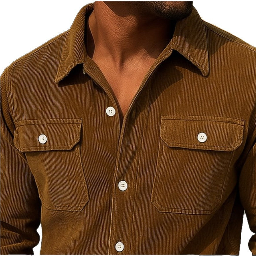 Mens Loose-fit Corduroy Shirt-coat
