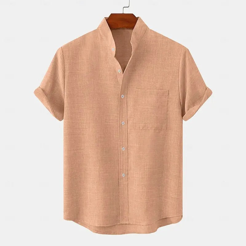 Solid Casual Shirt with Mandarin Collar