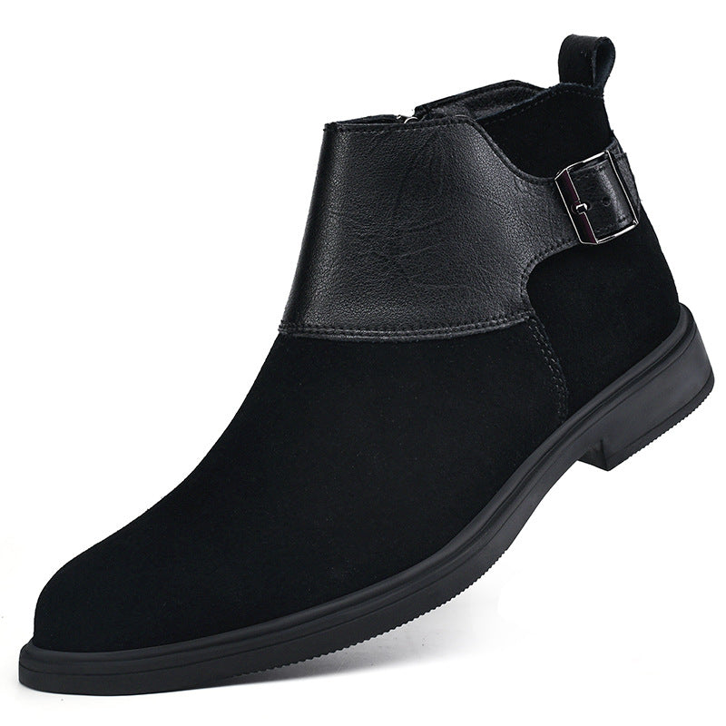 High-Top Leather Zip-Up Ankle Boots
