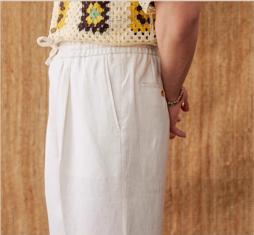Linen High Waist Lace Trousers