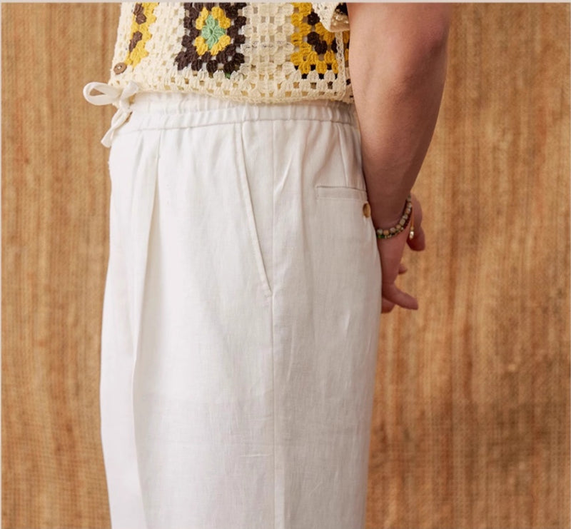 Linen High Waist Lace Trousers